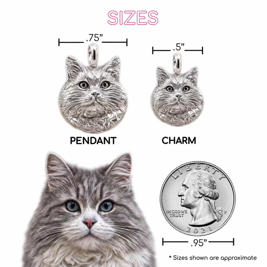 Custom Dog, Cat or Person Realistic Portrait Sculptural Charm of Pendant