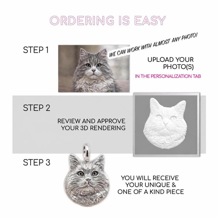 Custom Dog, Cat or Person Realistic Portrait Sculptural Charm of Pendant