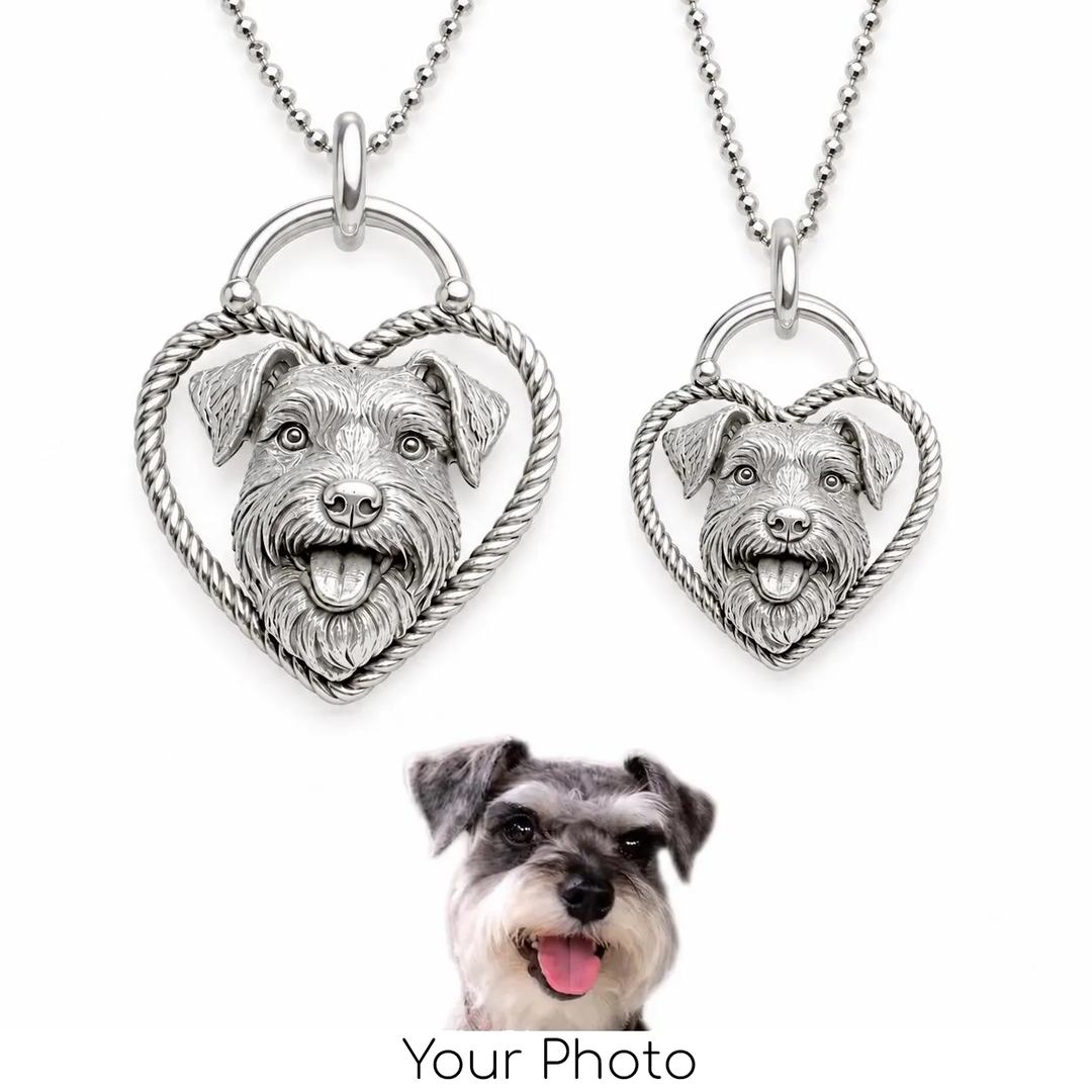 Custom High-Relief Pet Heart Portrait Pendant Necklace