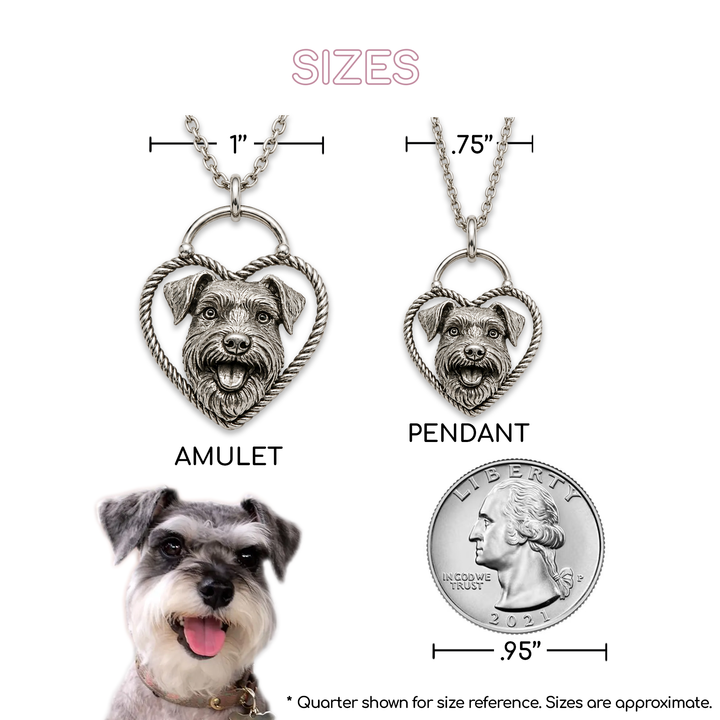 Custom High-Relief Pet Heart Portrait Necklace