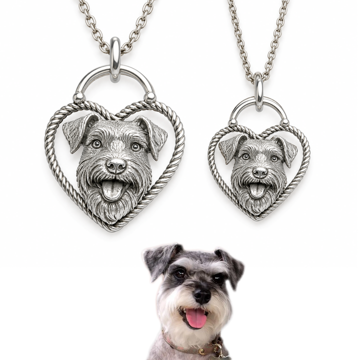 Custom High-Relief Pet Heart Portrait Necklace