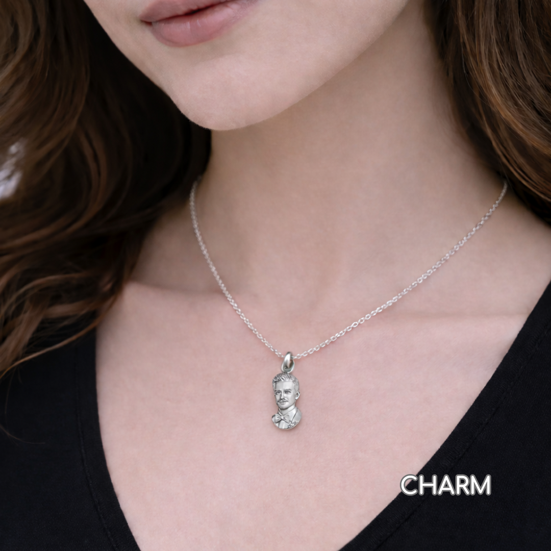 Custom Sterling Silver Charm, Pendant, or Amulet Necklace or Bracelet  – Handmade from Your Photo
