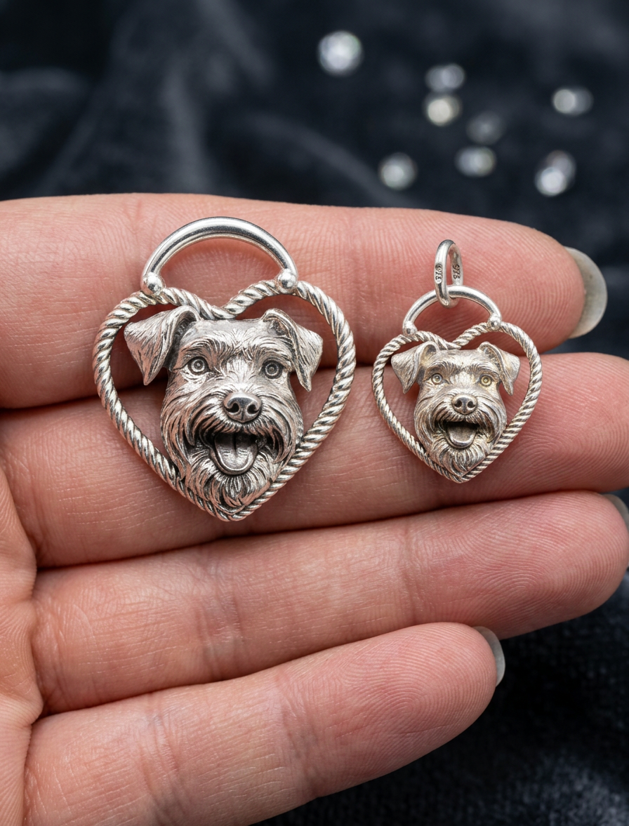 Custom High-Relief Pet Heart Portrait Pendant Necklace