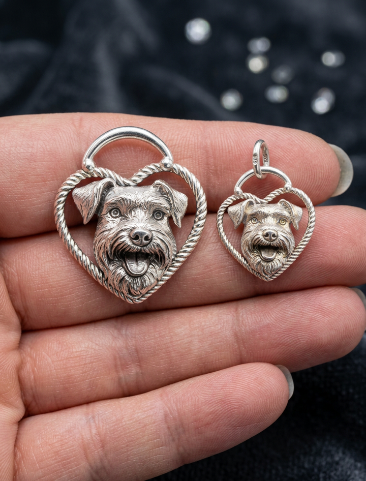 Custom High-Relief Pet Heart Portrait Pendant Necklace