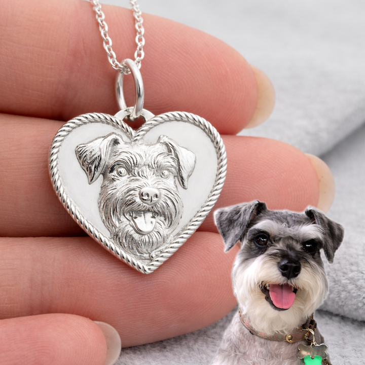 Custom Portrait Charm Necklace – Pet or Human – Handcrafted from Your Photo – Sterling Silver
