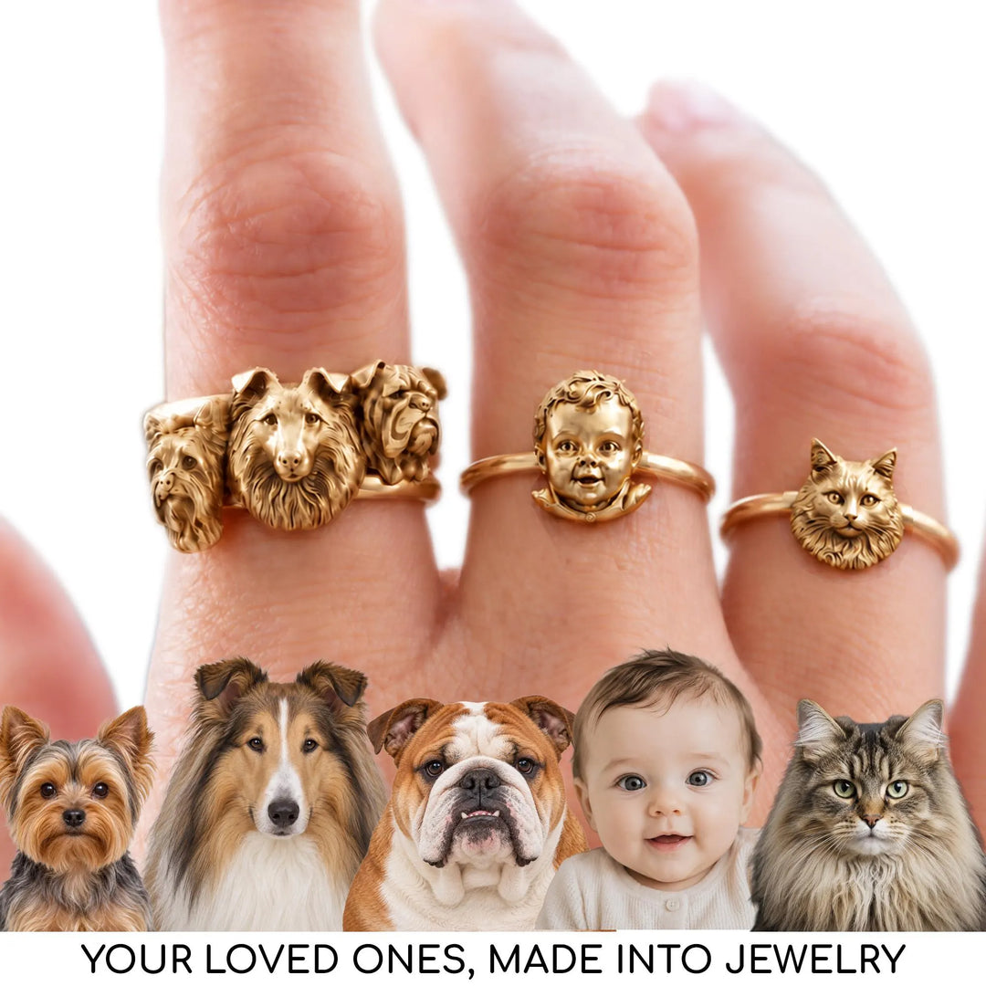 Custom Sculptural Stackable Portrait Rings