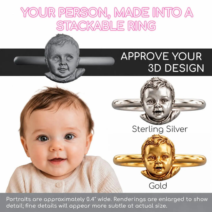 Custom Sculptural Stackable Portrait Rings