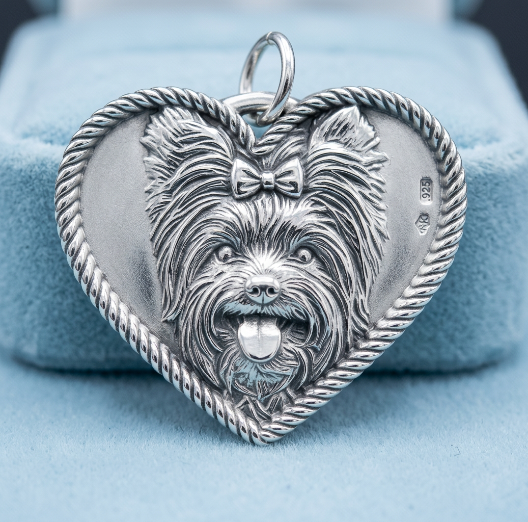Custom Portrait Charm Necklace – Pet or Human – Handcrafted from Your Photo – Sterling Silver