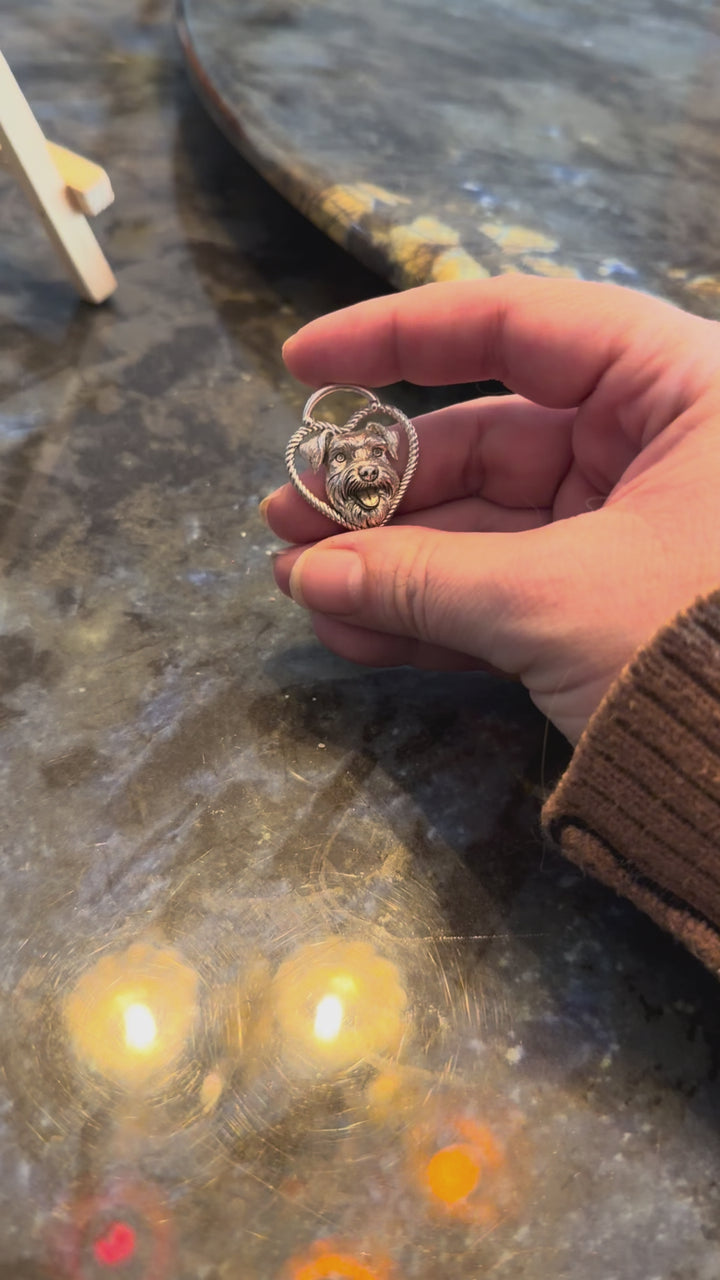Custom High-Relief Pet Heart Portrait Necklace